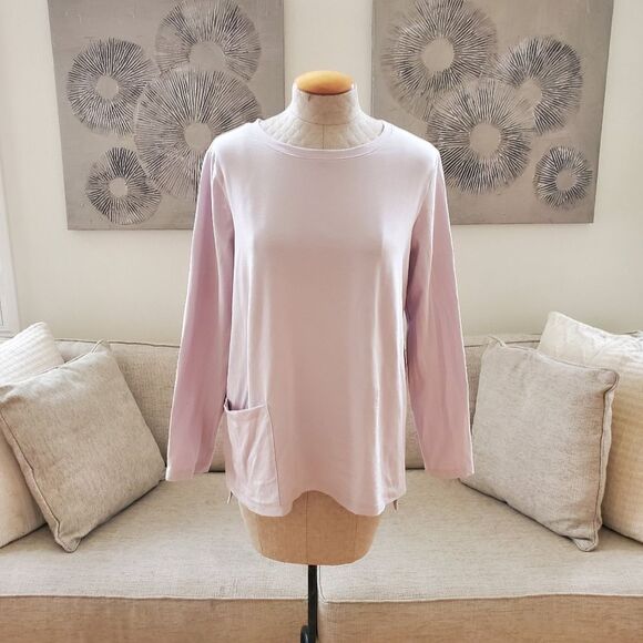 ✨ EILEEN FISHER ✨ Cotton Long Sleeve Pocket Top - [Large, Mauve] - Picture 4 of 14